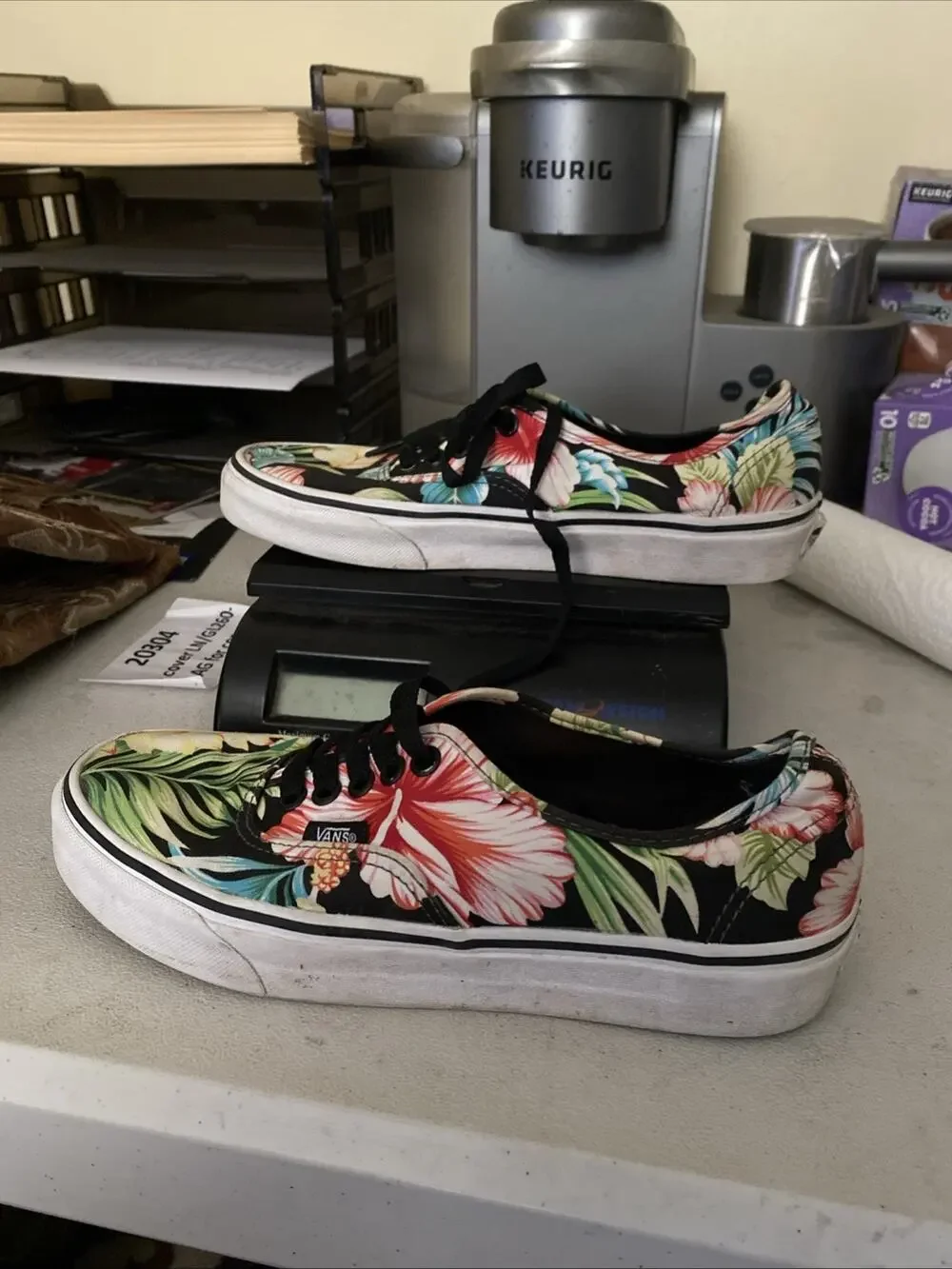 VANS Off The Wall Floral Canvas Sneakers Comfort Men's US 6.5 Black Multi